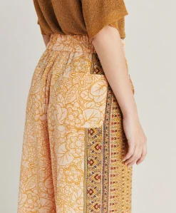 New Pantalon Boracay En Crepe De Chine - Brule/Multicolore Femmes Pantalons Et Shorts