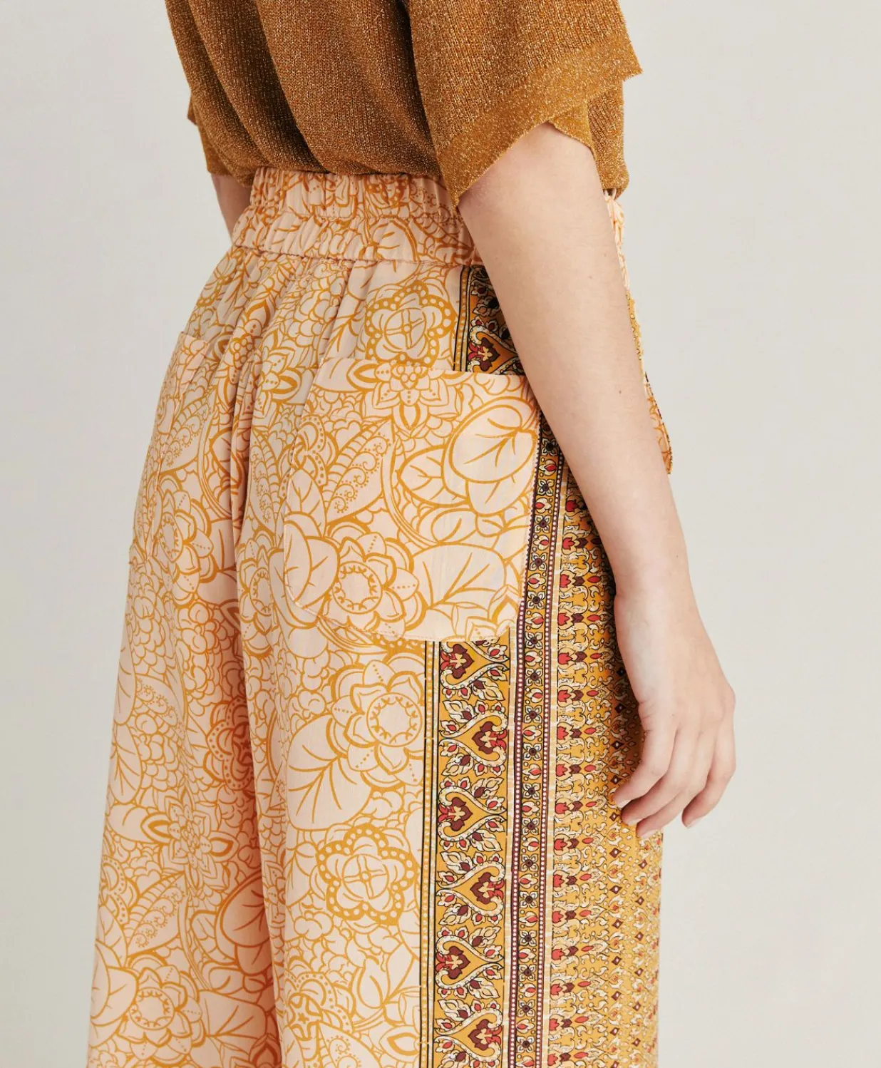 New Pantalon Boracay En Crepe De Chine - Brule/Multicolore Femmes Pantalons Et Shorts
