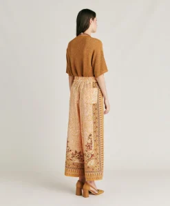 New Pantalon Boracay En Crepe De Chine - Brule/Multicolore Femmes Pantalons Et Shorts