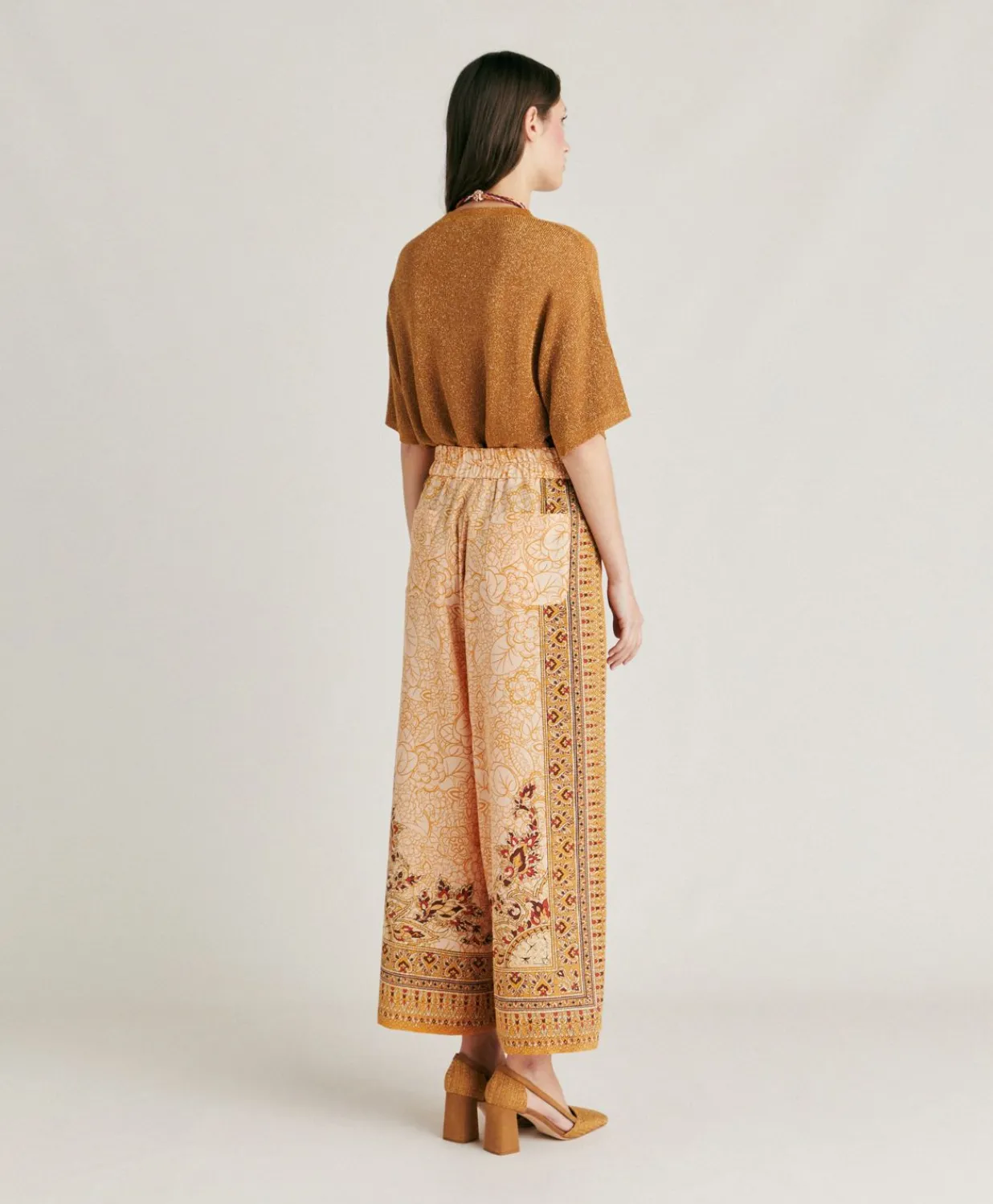 New Pantalon Boracay En Crepe De Chine - Brule/Multicolore Femmes Pantalons Et Shorts
