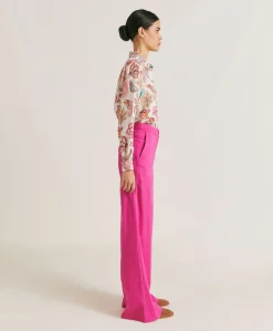 Online Pantalon Candeo En Lin Et Coton - Fuchsia Femmes Pantalons Et Shorts