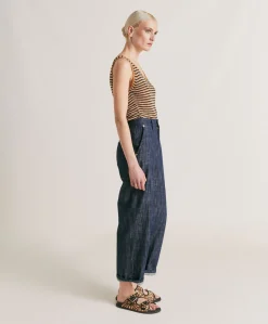 New Pantalon Denim Bis Fuchsia - Bleu Jean Femmes Pantalons Et Shorts
