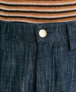 New Pantalon Denim Bis Fuchsia - Bleu Jean Femmes Pantalons Et Shorts