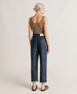 New Pantalon Denim Bis Fuchsia - Bleu Jean Femmes Pantalons Et Shorts