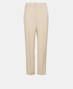 New Pantalon Elegant En Lin Et Viscose Matthieu - Creme Femmes Pantalons Et Shorts
