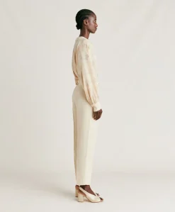 New Pantalon Elegant En Lin Et Viscose Matthieu - Creme Femmes Pantalons Et Shorts