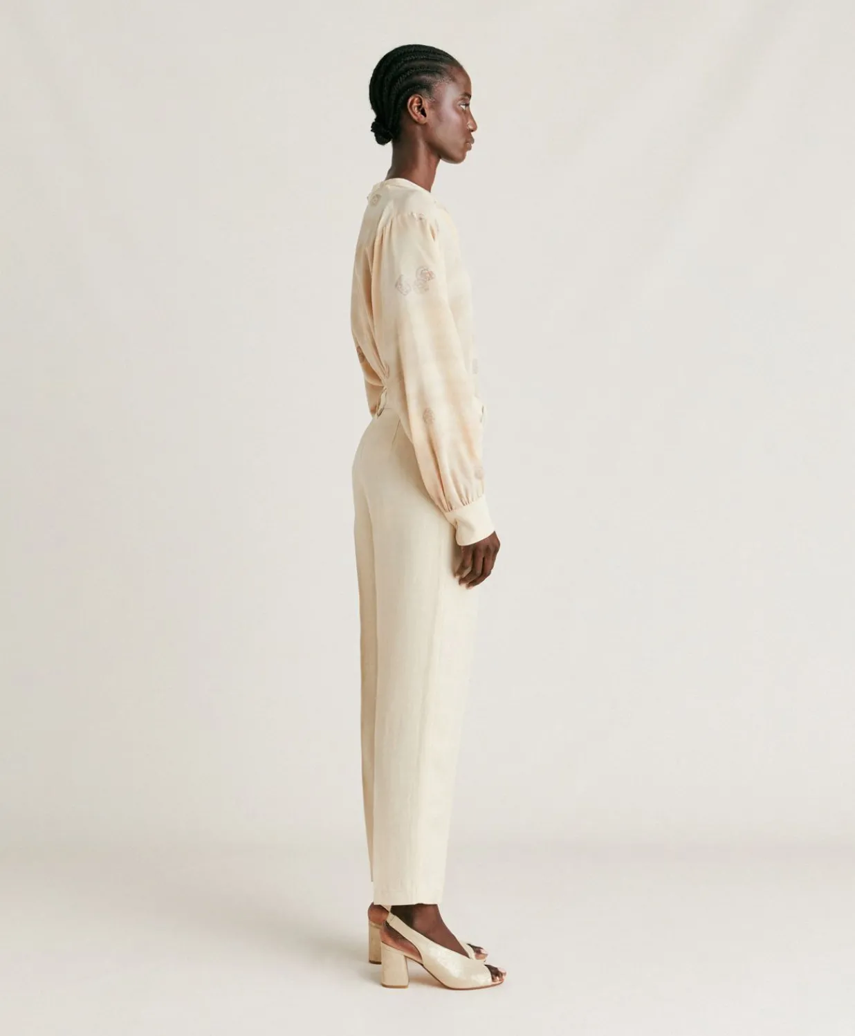 New Pantalon Elegant En Lin Et Viscose Matthieu - Creme Femmes Pantalons Et Shorts