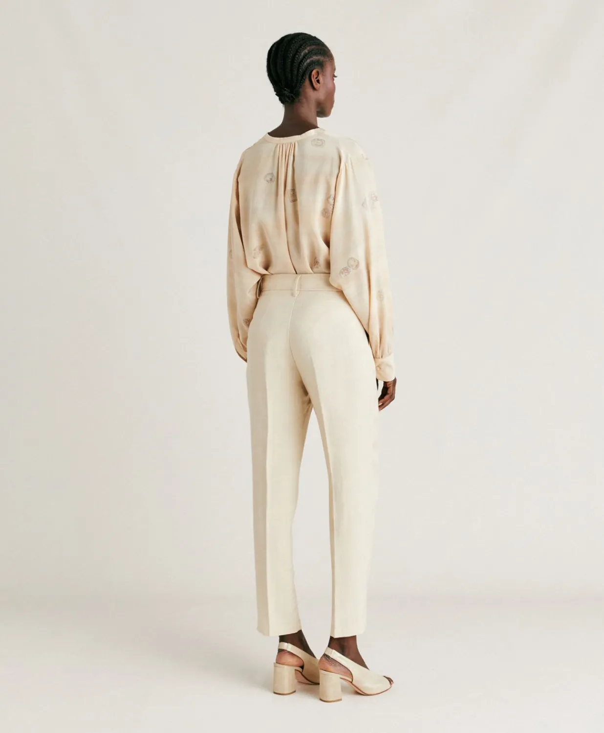 New Pantalon Elegant En Lin Et Viscose Matthieu - Creme Femmes Pantalons Et Shorts