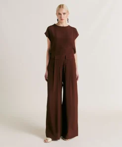 Clearance Pantalon En Acetate De Soie Aspen - Chocolat Femmes Pantalons Et Shorts