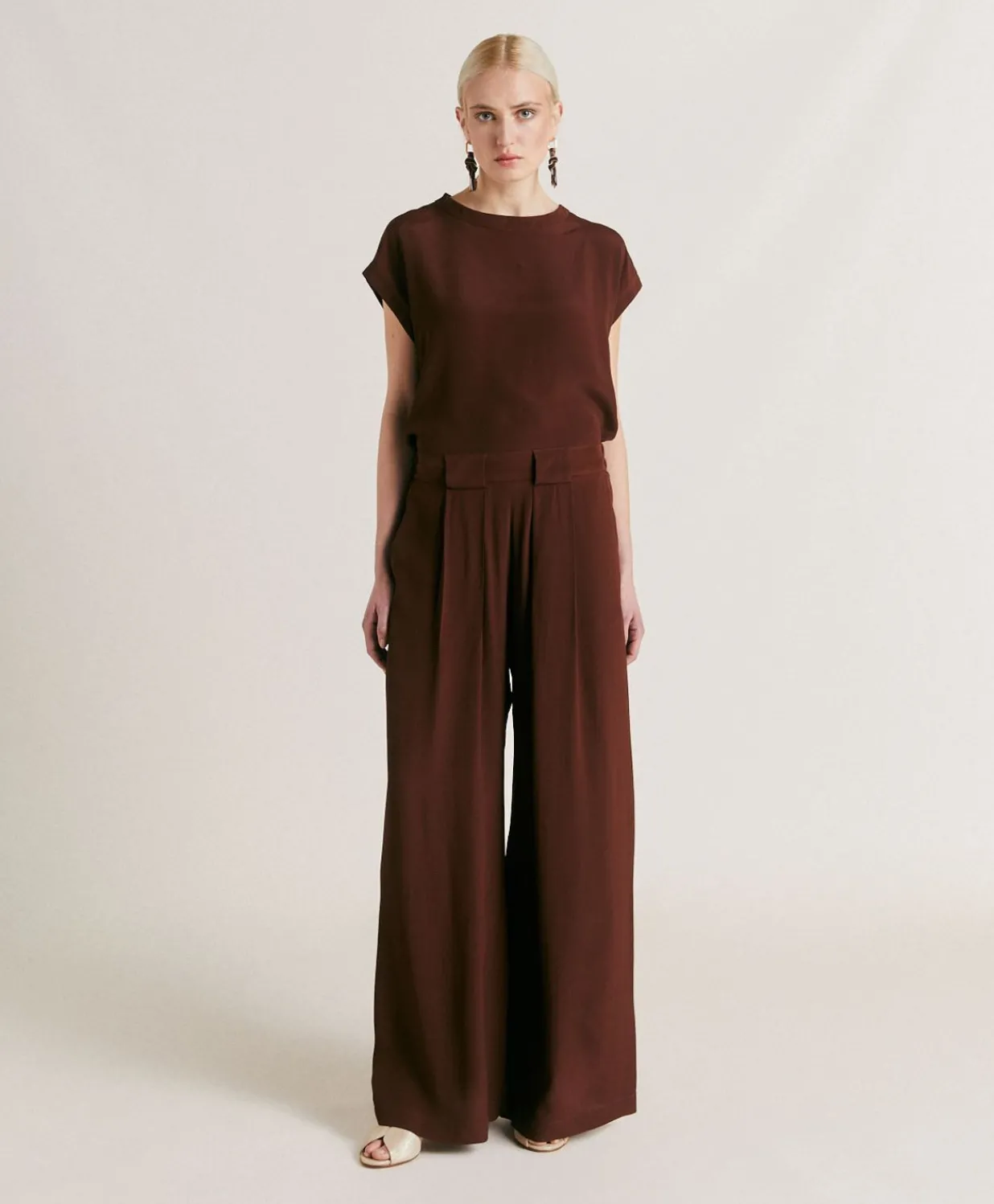 Clearance Pantalon En Acetate De Soie Aspen - Chocolat Femmes Pantalons Et Shorts