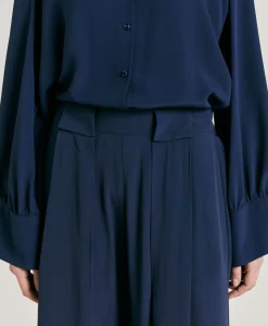 Clearance Pantalon En Acetate De Soie Aspen - Bleu Nuit Femmes Pantalons Et Shorts