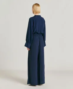 Clearance Pantalon En Acetate De Soie Aspen - Bleu Nuit Femmes Pantalons Et Shorts