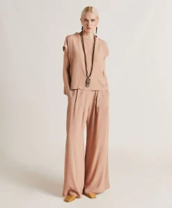 Hot Pantalon En Acetate De Soie Aspen - Nude Femmes Pantalons Et Shorts