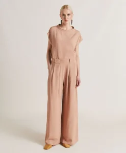 Hot Pantalon En Acetate De Soie Aspen - Nude Femmes Pantalons Et Shorts
