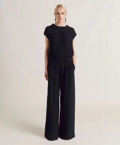 Online Pantalon En Acetate De Soie Aspen - Noir Femmes Pantalons Et Shorts