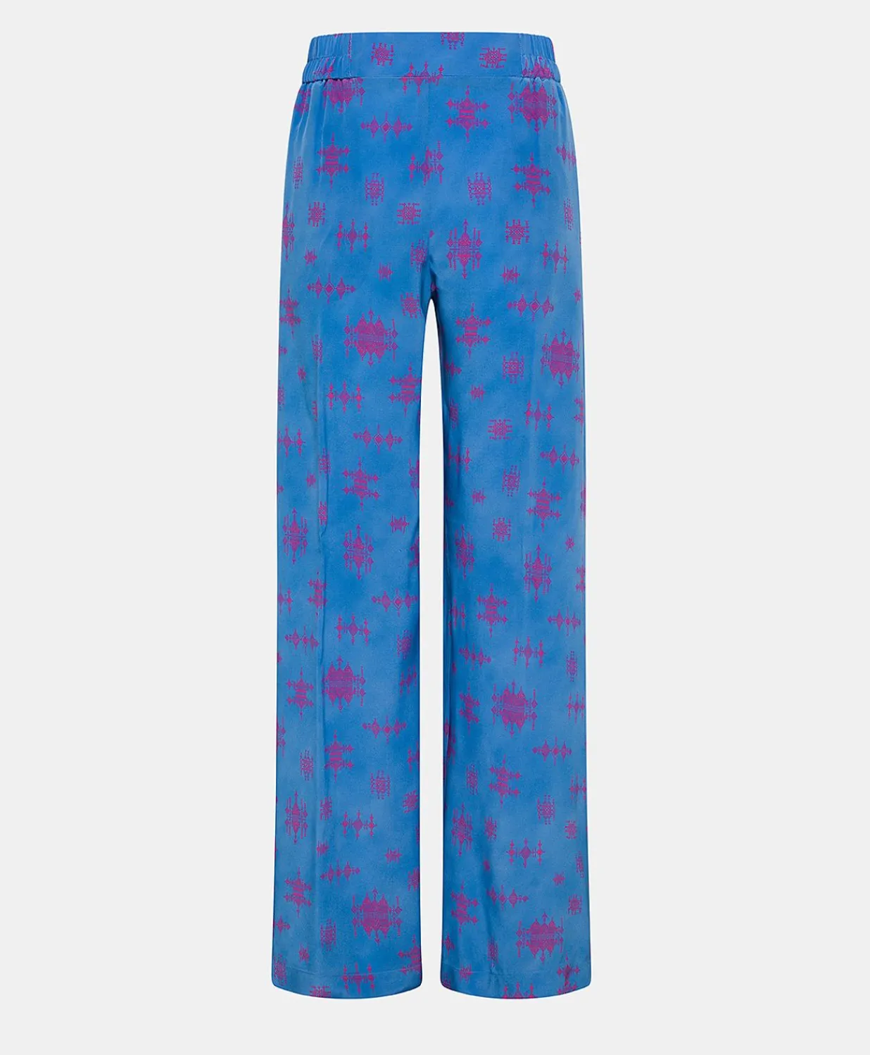 Outlet Pantalon En Crepe De Chine Baccarat - Bleutte/Fuchsia Femmes Pantalons Et Shorts