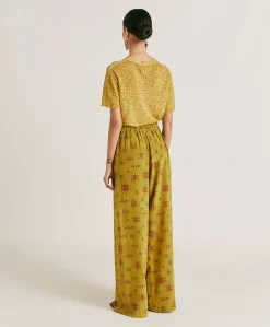 Online Pantalon En Crepe De Chine Baccarat - Citron Vert/Vin Femmes Pantalons Et Shorts