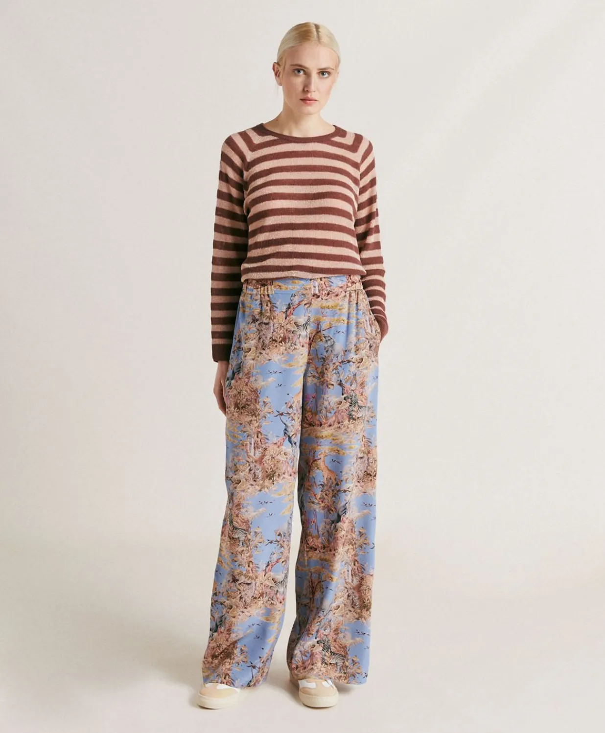 Sale Pantalon En Crepe De Chine Baccarat - Multicolore Ceruleen Femmes Pantalons Et Shorts