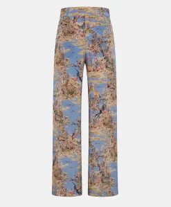 Sale Pantalon En Crepe De Chine Baccarat - Multicolore Ceruleen Femmes Pantalons Et Shorts