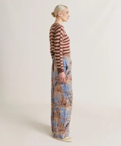 Sale Pantalon En Crepe De Chine Baccarat - Multicolore Ceruleen Femmes Pantalons Et Shorts