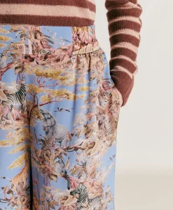 Sale Pantalon En Crepe De Chine Baccarat - Multicolore Ceruleen Femmes Pantalons Et Shorts