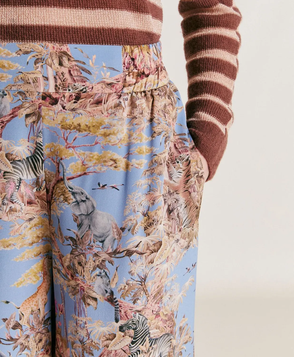 Sale Pantalon En Crepe De Chine Baccarat - Multicolore Ceruleen Femmes Pantalons Et Shorts