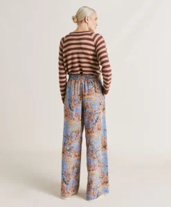 Sale Pantalon En Crepe De Chine Baccarat - Multicolore Ceruleen Femmes Pantalons Et Shorts