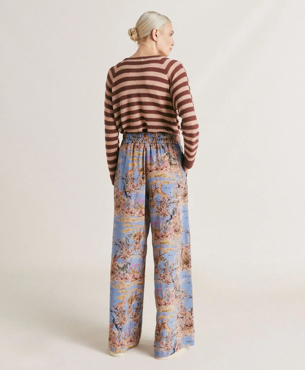 Sale Pantalon En Crepe De Chine Baccarat - Multicolore Ceruleen Femmes Pantalons Et Shorts