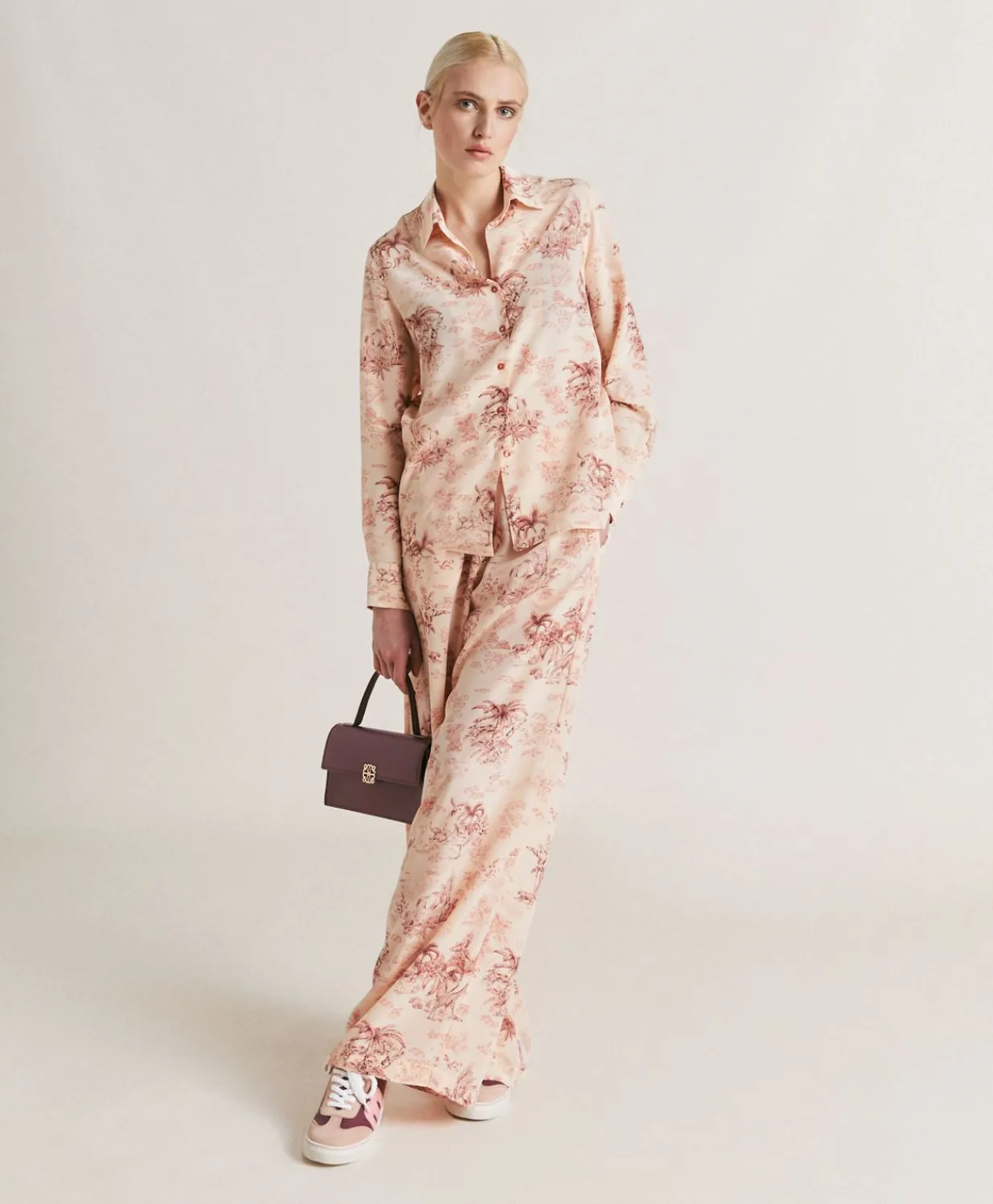 Hot Pantalon En Crepe De Chine Baccarat - Rose/Cerise Noire Femmes Pantalons Et Shorts