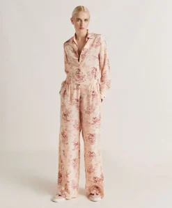 Hot Pantalon En Crepe De Chine Baccarat - Rose/Cerise Noire Femmes Pantalons Et Shorts