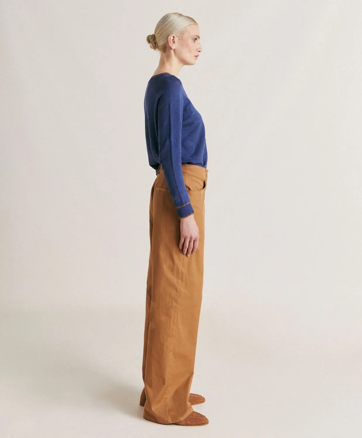 New Pantalon En Gabardine Olivina - Caramel Femmes Pantalons Et Shorts