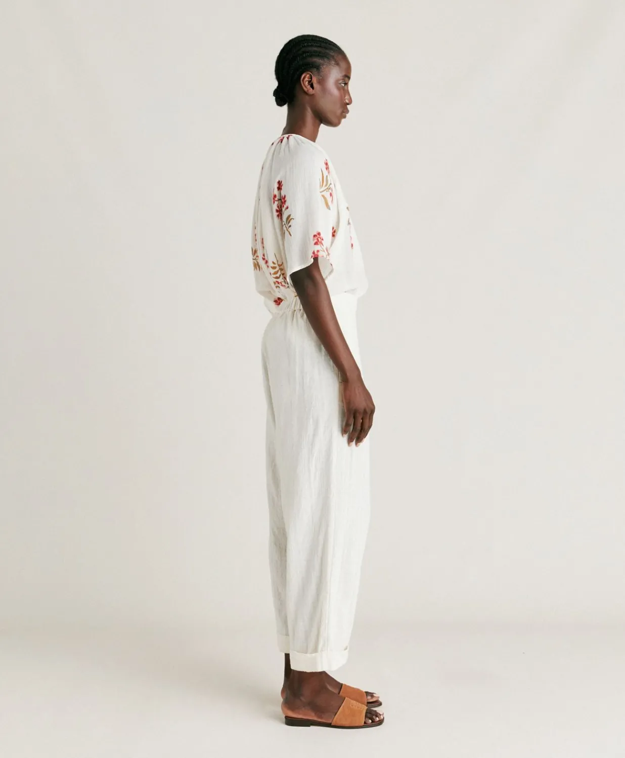 Clearance Pantalon En Gaze Lucia - Creme Femmes Pantalons Et Shorts