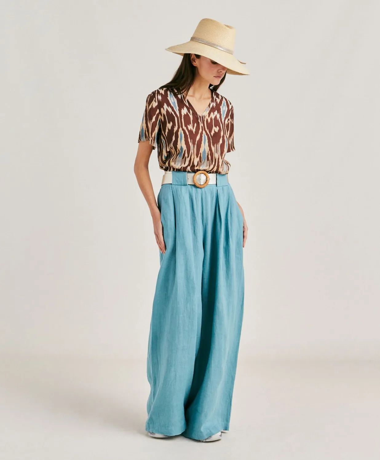 Clearance Pantalon En Lin Uni Aspen - Ceruleen Femmes Pantalons Et Shorts