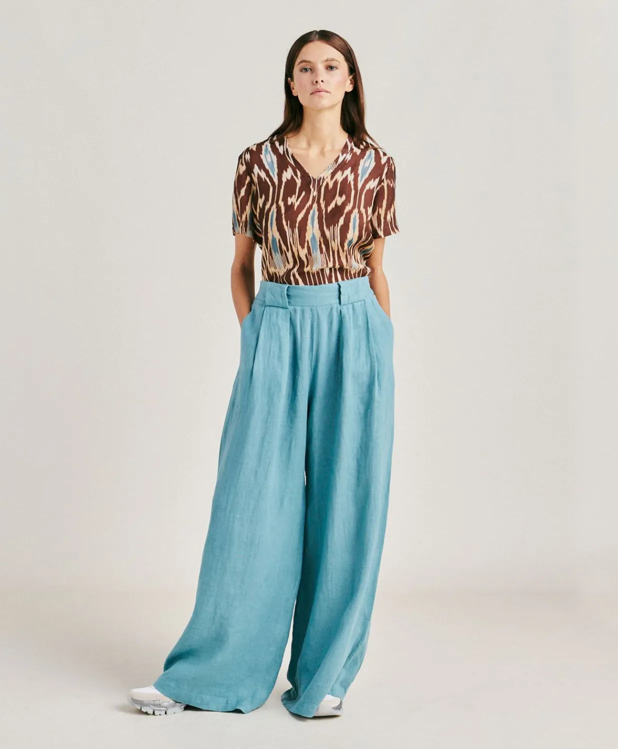 Clearance Pantalon En Lin Uni Aspen - Ceruleen Femmes Pantalons Et Shorts