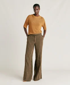 Discount Pantalon En Lin Viscose Raye Candeo - Armee Multicolore Femmes Pantalons Et Shorts