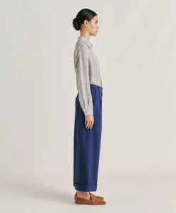 Clearance Pantalon En Popeline Grecale - Bleu Femmes Pantalons Et Shorts