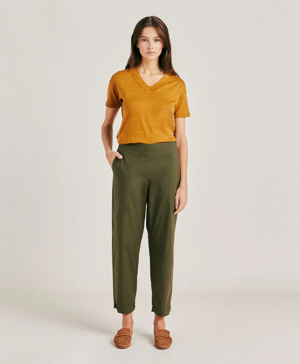 New Pantalon En Popeline Idaho - Armee Femmes Pantalons Et Shorts