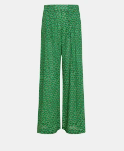 Sale Pantalon En Voile De Coton Imprime Aspen - Emeraude Femmes Pantalons Et Shorts