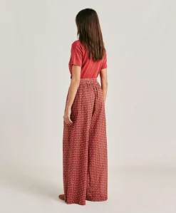 Sale Pantalon En Voile De Coton Imprime Aspen - Rouge Femmes Pantalons Et Shorts