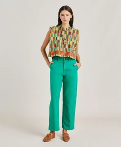 Pantalon Gabardine Bis Fuchsia - Emeraude Femmes Pantalons Et Shorts