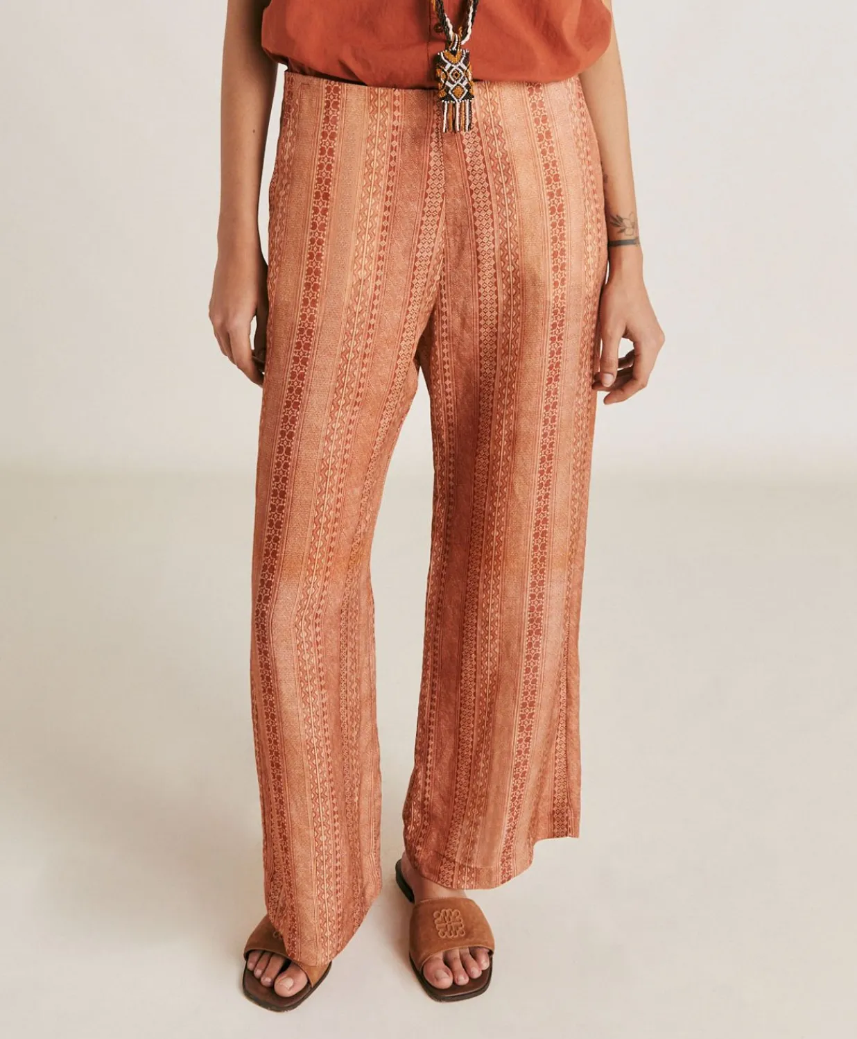 Best Pantalon Ginepro En Lin Viscose - Creme/Rouille Femmes Pantalons Et Shorts