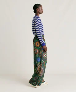 Discount Pantalon Haboutai En Soie Lanzarote - Vert Multicolore Femmes Pantalons Et Shorts