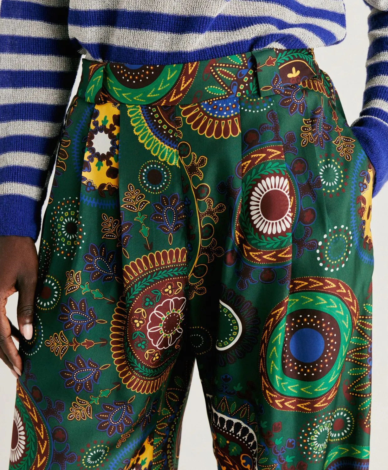 Discount Pantalon Haboutai En Soie Lanzarote - Vert Multicolore Femmes Pantalons Et Shorts