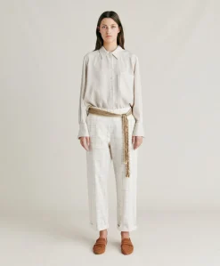 Online Pantalon Idaho Check Seersucker - Creme/Boue Femmes Costumes Et Costumes