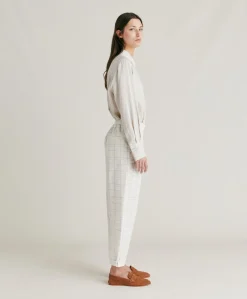 Online Pantalon Idaho Check Seersucker - Creme/Boue Femmes Costumes Et Costumes