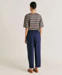 Outlet Pantalon Idaho En Popeline - Bleu Femmes Pantalons Et Shorts