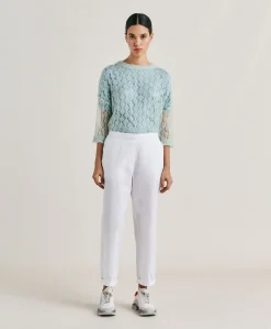 Hot Pantalon Idaho En Popeline - Blanc Optique Femmes Pantalons Et Shorts