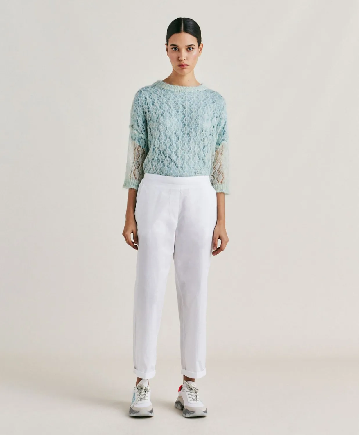 Hot Pantalon Idaho En Popeline - Blanc Optique Femmes Pantalons Et Shorts