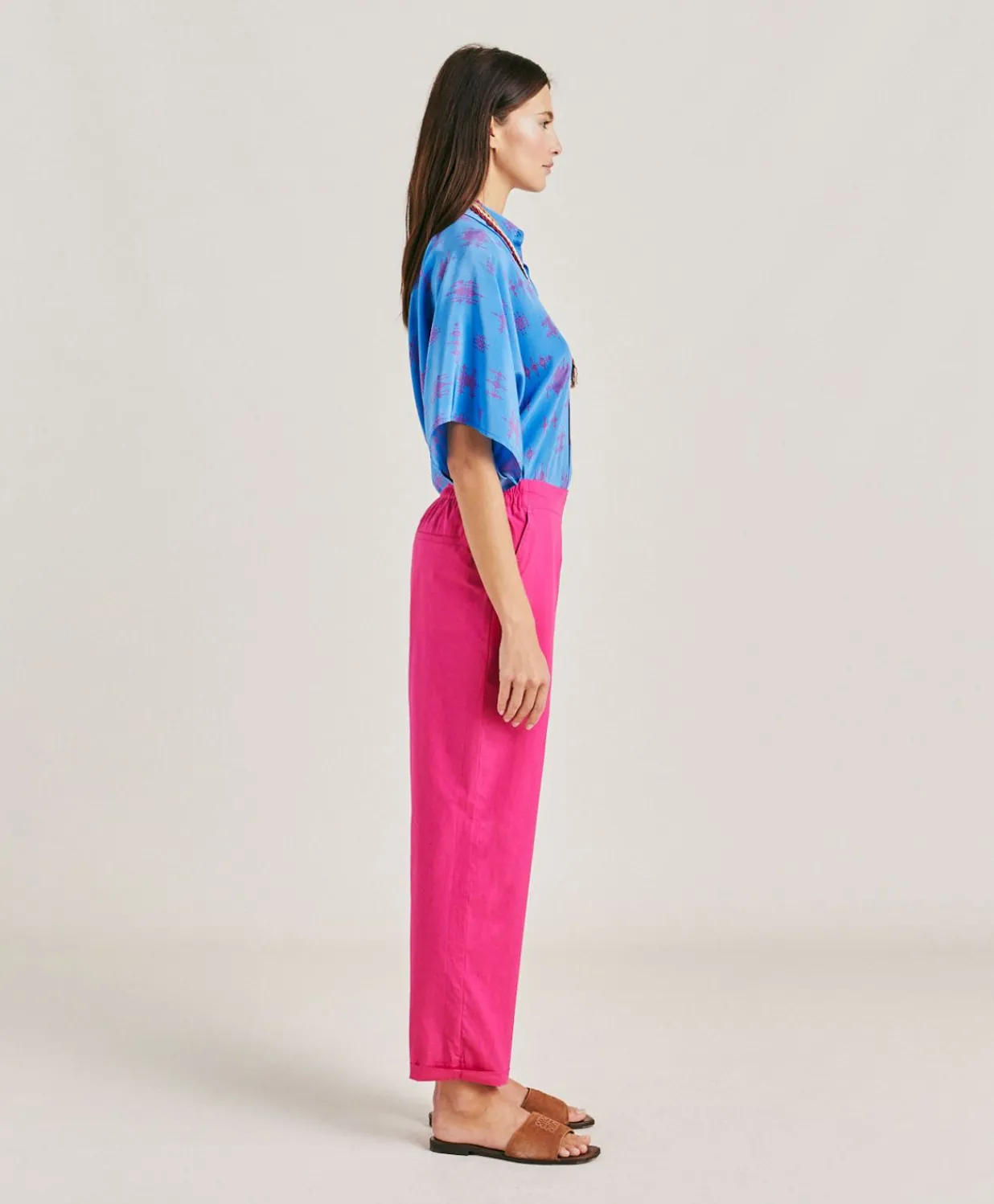 Discount Pantalon Idaho En Popeline - Fuchsia Femmes Pantalons Et Shorts