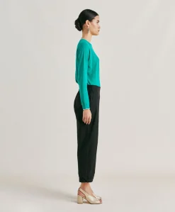 Outlet Pantalon Idaho En Popeline - Noir Femmes Pantalons Et Shorts